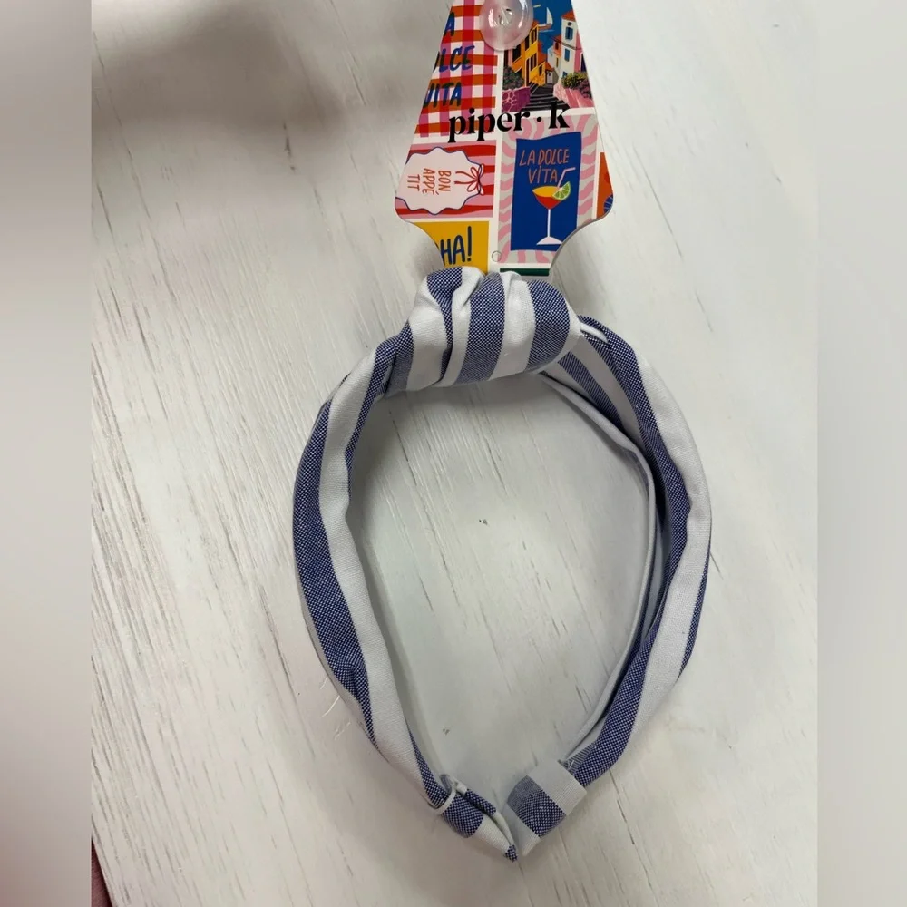 NWT ⚜️💙⚜️ Piper K Gorgeous Blue Striped Headband - Picture 5 of 10